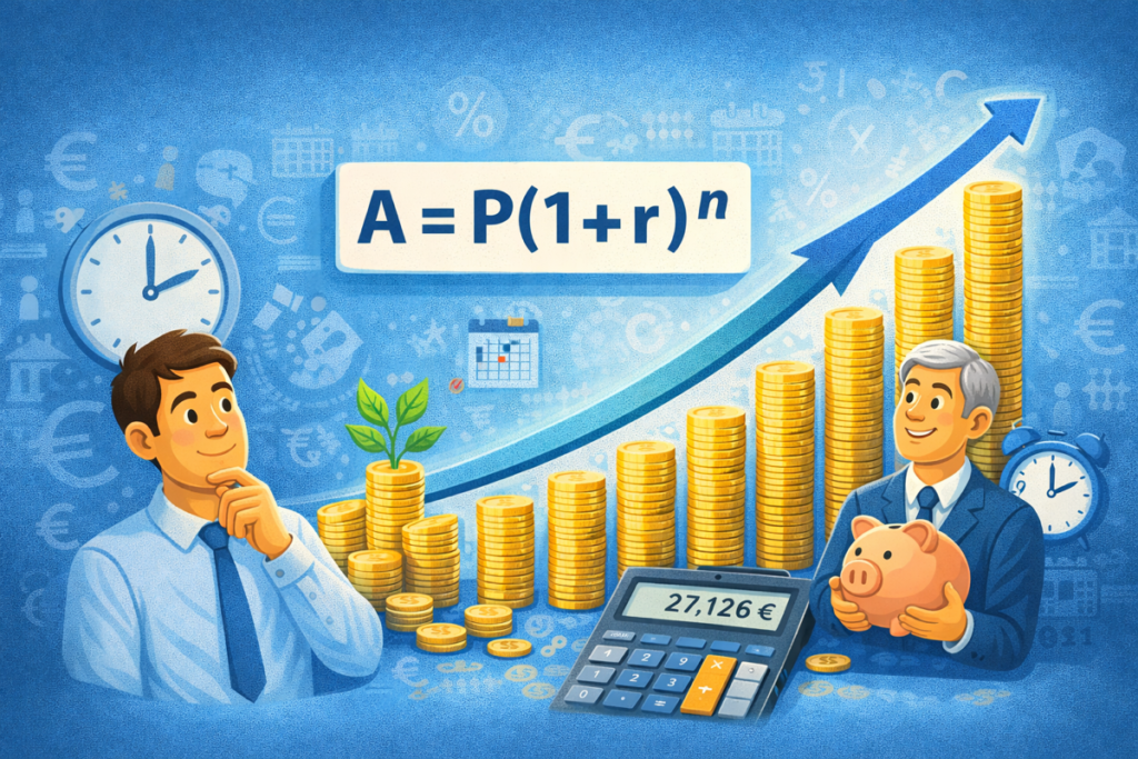 Interés compuesto cómo funciona crecimiento del dinero con inversión y reinversión de intereses